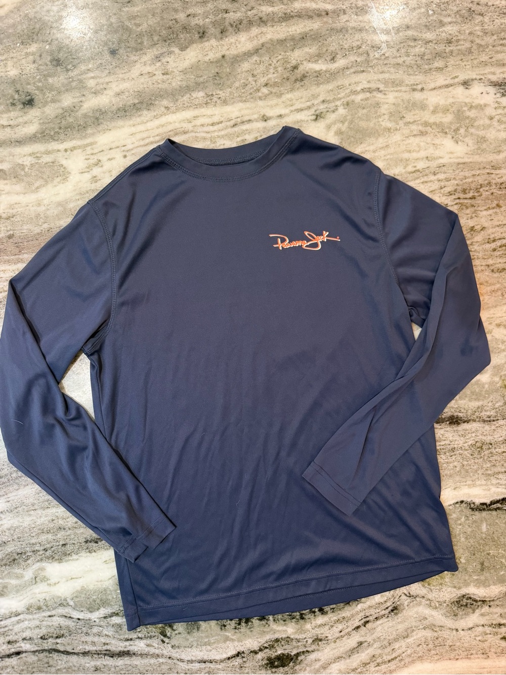 Panama Jack Navy Long-Sleeve Tee with Sunset Palm Graphic